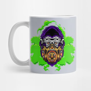 Gorilla with Gas Mask Illustration Mug